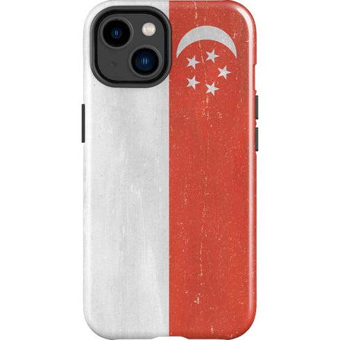 Singapore Flag Distressed iPhone 14 Plus Impact Case